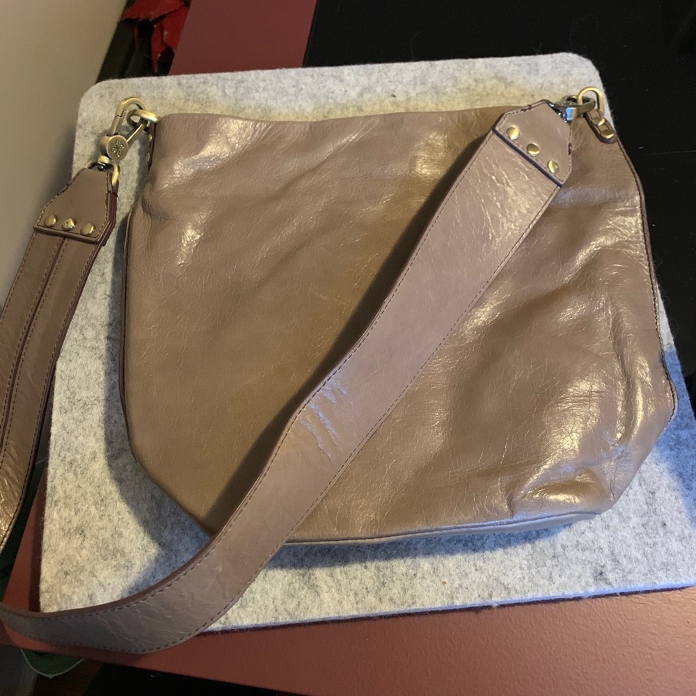 Taupe Gray Brown Medium HOBO shoulder bag, leather designer bag, Dillards